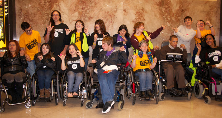 Photo of YO! youth at the Capitol for 2011 Disability Capitol Action Day.